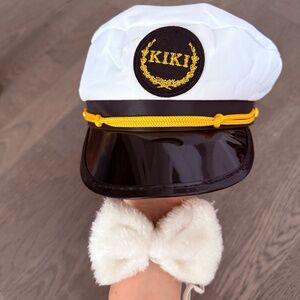 Kiki on the River Captain Hat & Fuzzy Bowtie Playboy Hugh Hefner Style Costume